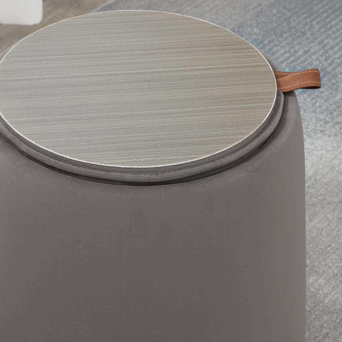 HOCKER DE-07242 mit Samtoptik, Stauraum und Wendedeckel Grau - Dunkelgrau, Holz/Textil (44/47.5/44cm) - ComfortXL