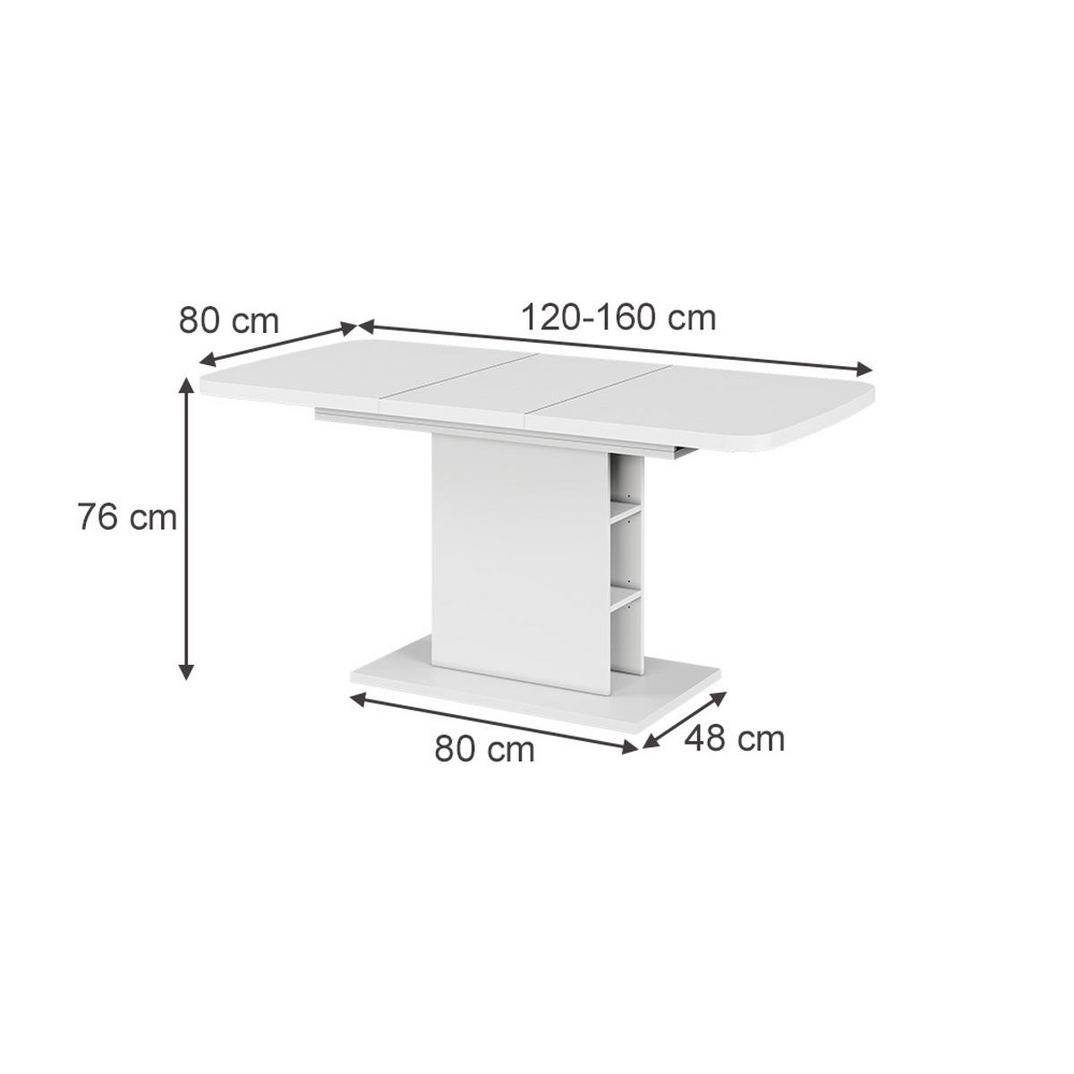 ROZKLÁDACÍ JÍDELNÍ STŮL Fenaro Bílá - bílá, kompozitní dřevo (80/120/77.3cm) - Vicco