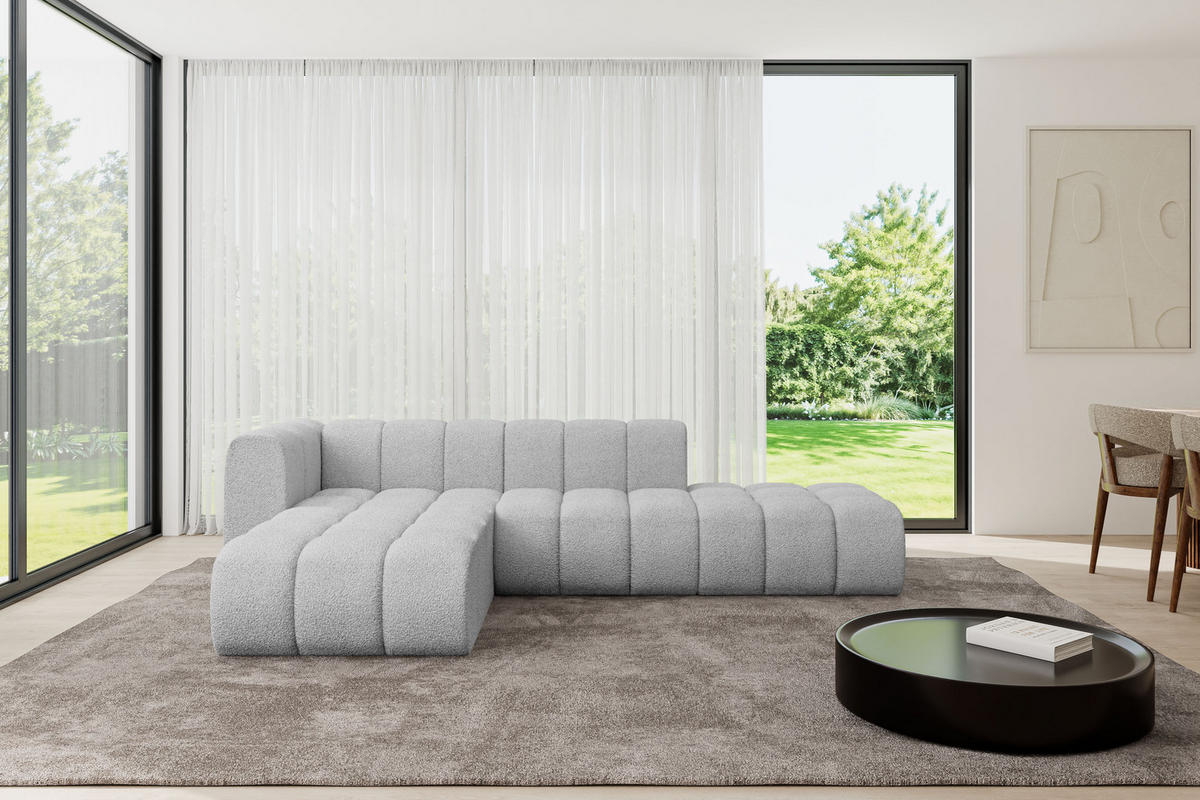 ECKSOFA modulares Sofa Zuvon-L1 - 296x177x70 cm Hellgrau - Hellgrau, Holzwerkstoff/Textil (296/177cm) - ALTDECOR