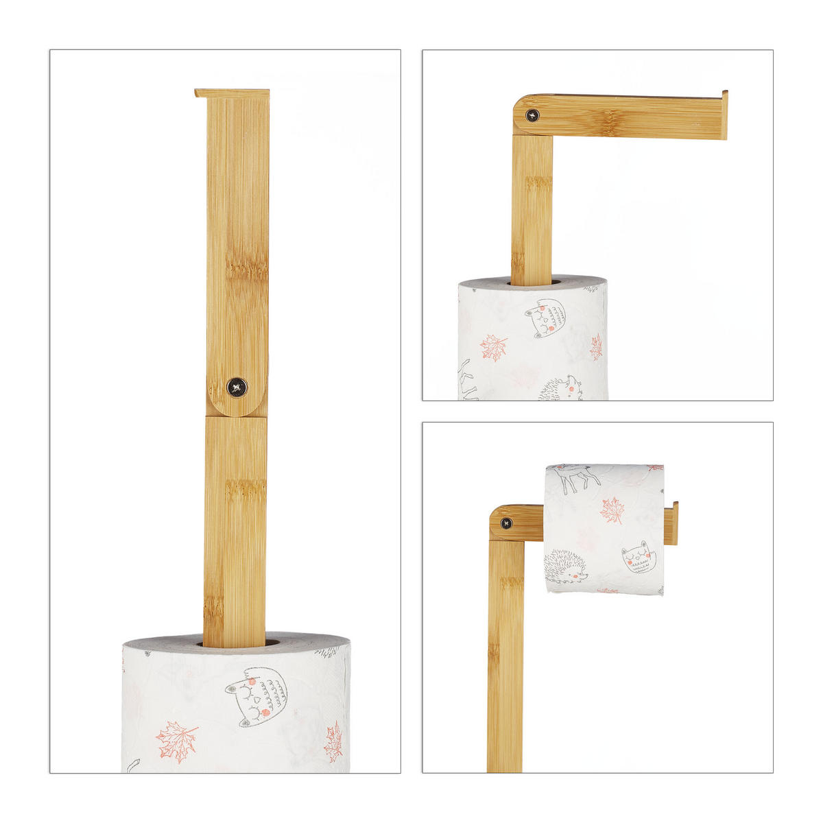 TOILETTENPAPIERHALTER stehend - Hellbraun, Holz (23.5/71.5/19cm) - Relaxdays