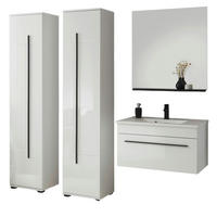 BADMÖBEL-SET weiß Hochglanz schwarz, Badkombination MIT Waschbecken, 190 x 200 cm - Weiß Hochglanz/Schwarz, Holzwerkstoff/Kunststoff (190/200/45cm) - Furn.Design