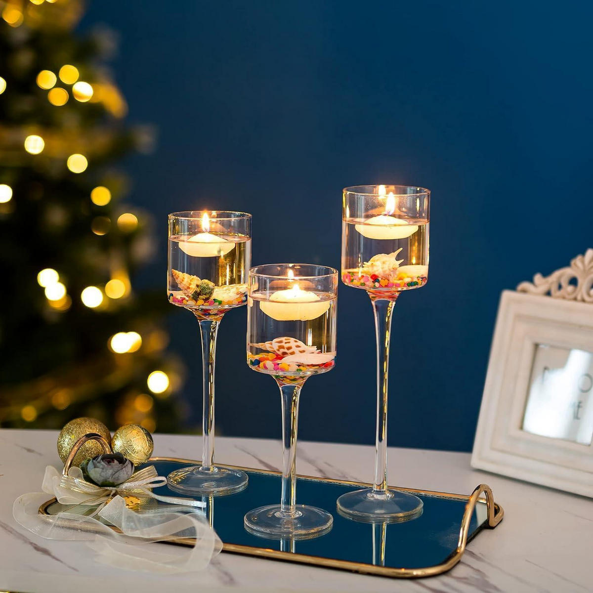 KERZENSTÄNDER 6-teiliges Set Glas 20 cm / 23 cm / 26 cm - Multicolor, Glas (7/26/7cm)