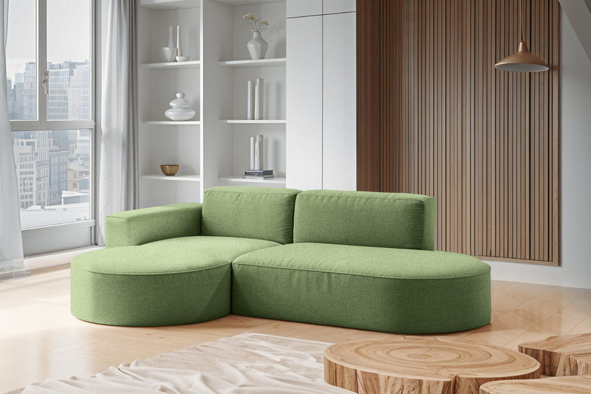 ECKSOFA Modena Studio Falten, Stoff Alpine, Grün Links - Grün, Holz (165/236cm) - Kaiser Möbel
