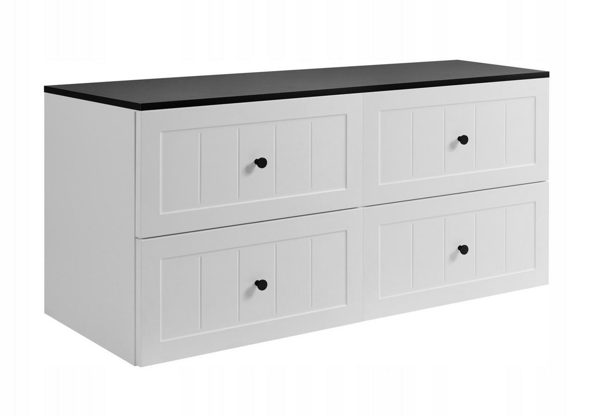 WASCHBECKUNTERSCHRANK GUSTO 120 cm mit Arbeitsplatte Farbe: Matt Schwarz Matt Weiß - Schwarz/Weiß, Holzwerkstoff (120/58/46cm) - Rodan