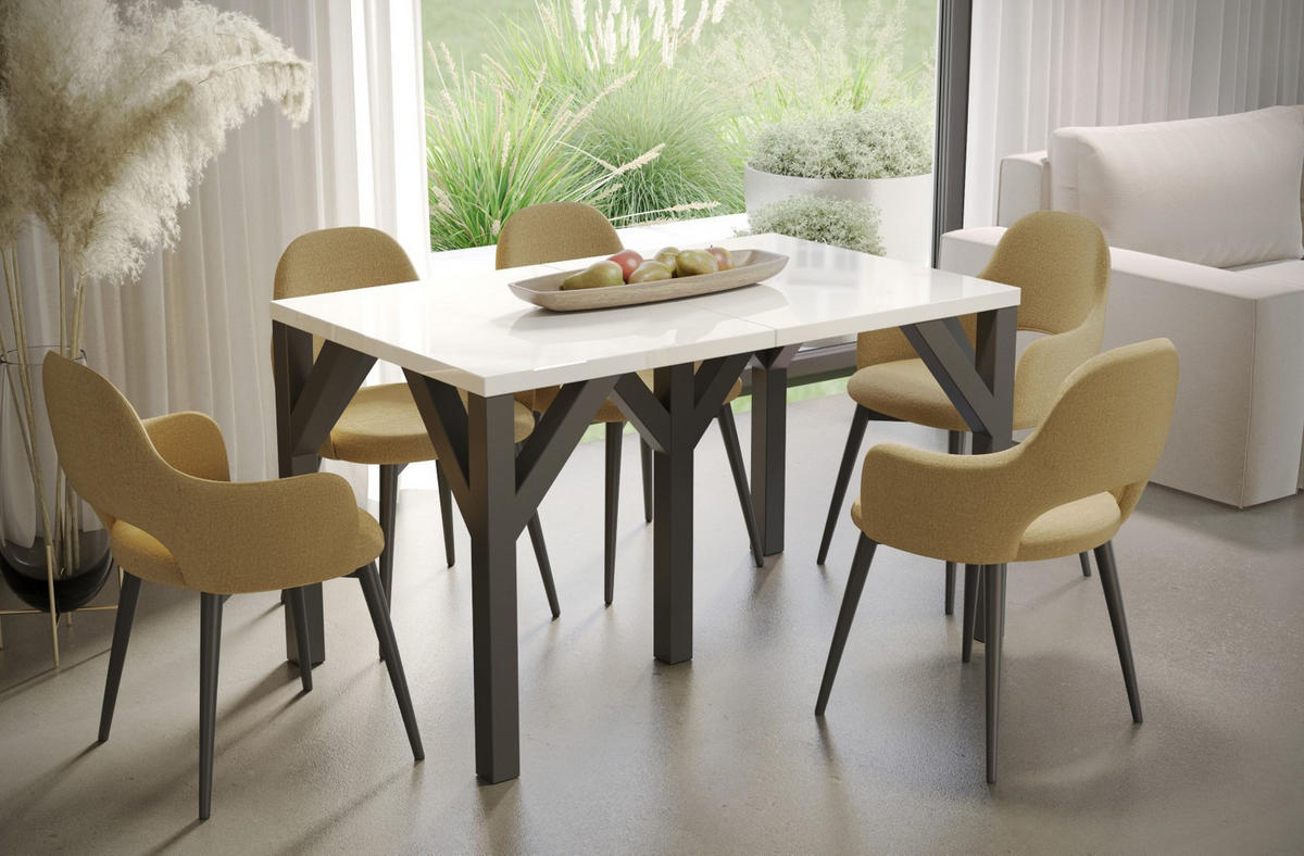 ESSTISCH Dunaj ausziehbar bis 240 cm - Weiß Hochglanz, Holzwerkstoff (130/90/75cm) - Endo-Moebel