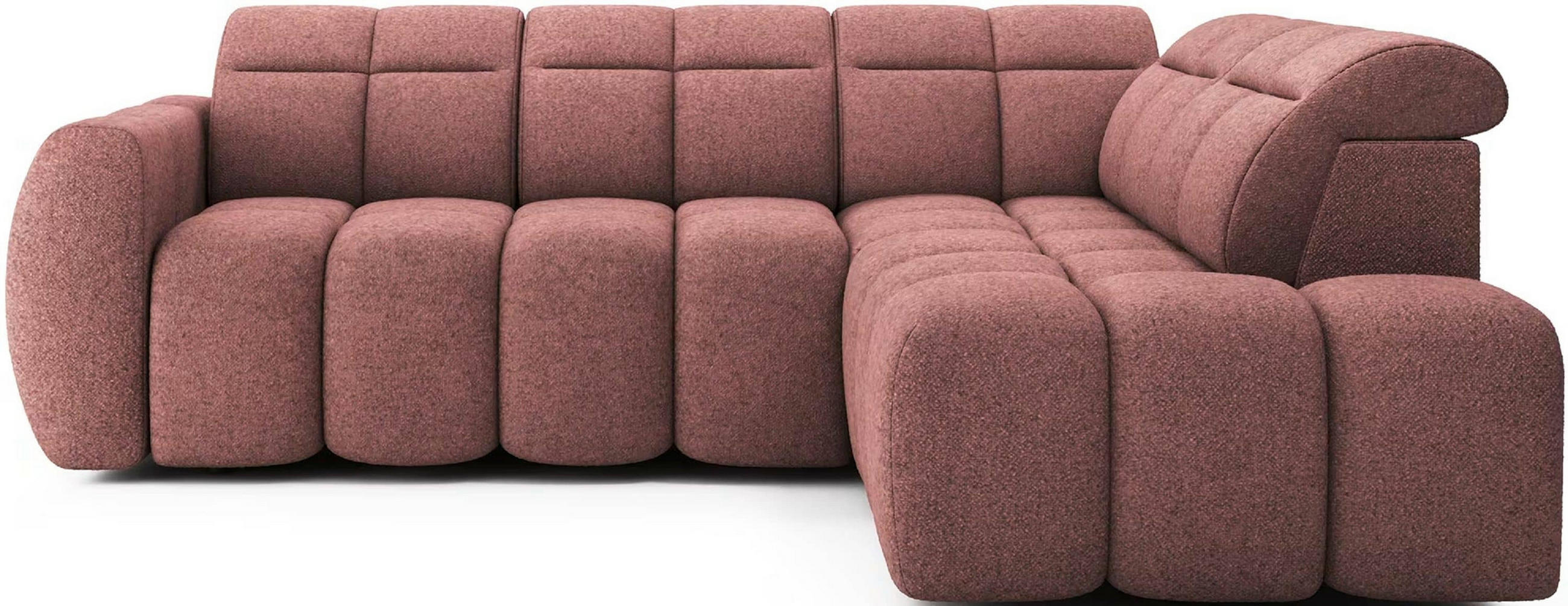 ECKSOFA mit elektrischem Sitzvorschub, Bettkasten und verstellbare Kopflehnen - Rosa, Naturmaterialien/Textil (208/258cm) - Eltap