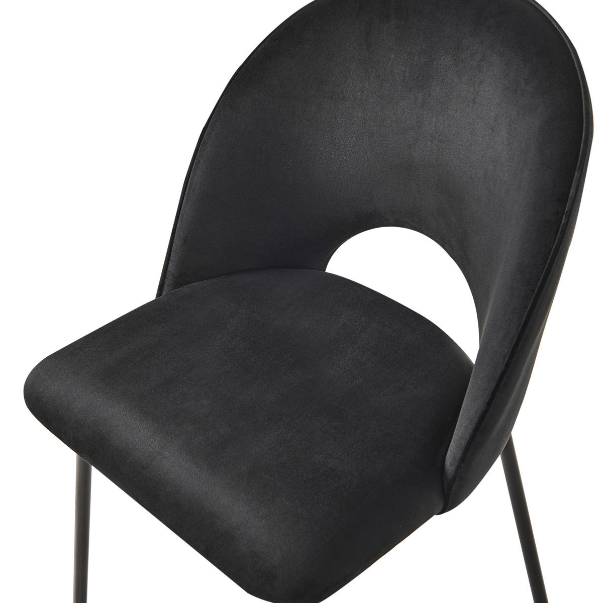 STUHL 2er-Set Samtstoff Schwarz Covelo - Schwarz, Textil/Metall (46/84/45cm) - Beliani