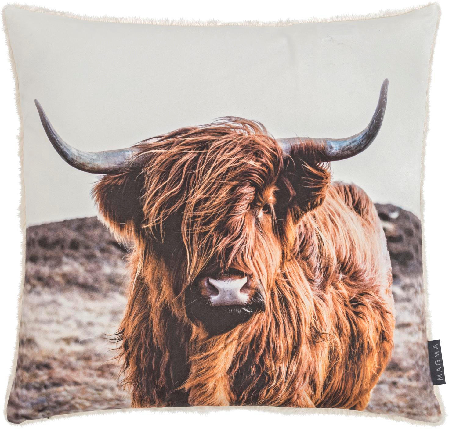KISSENHÜLLE Into the Wild Yak - Braun/Weiß, Textil (45/45cm) - Magma Heimtexx