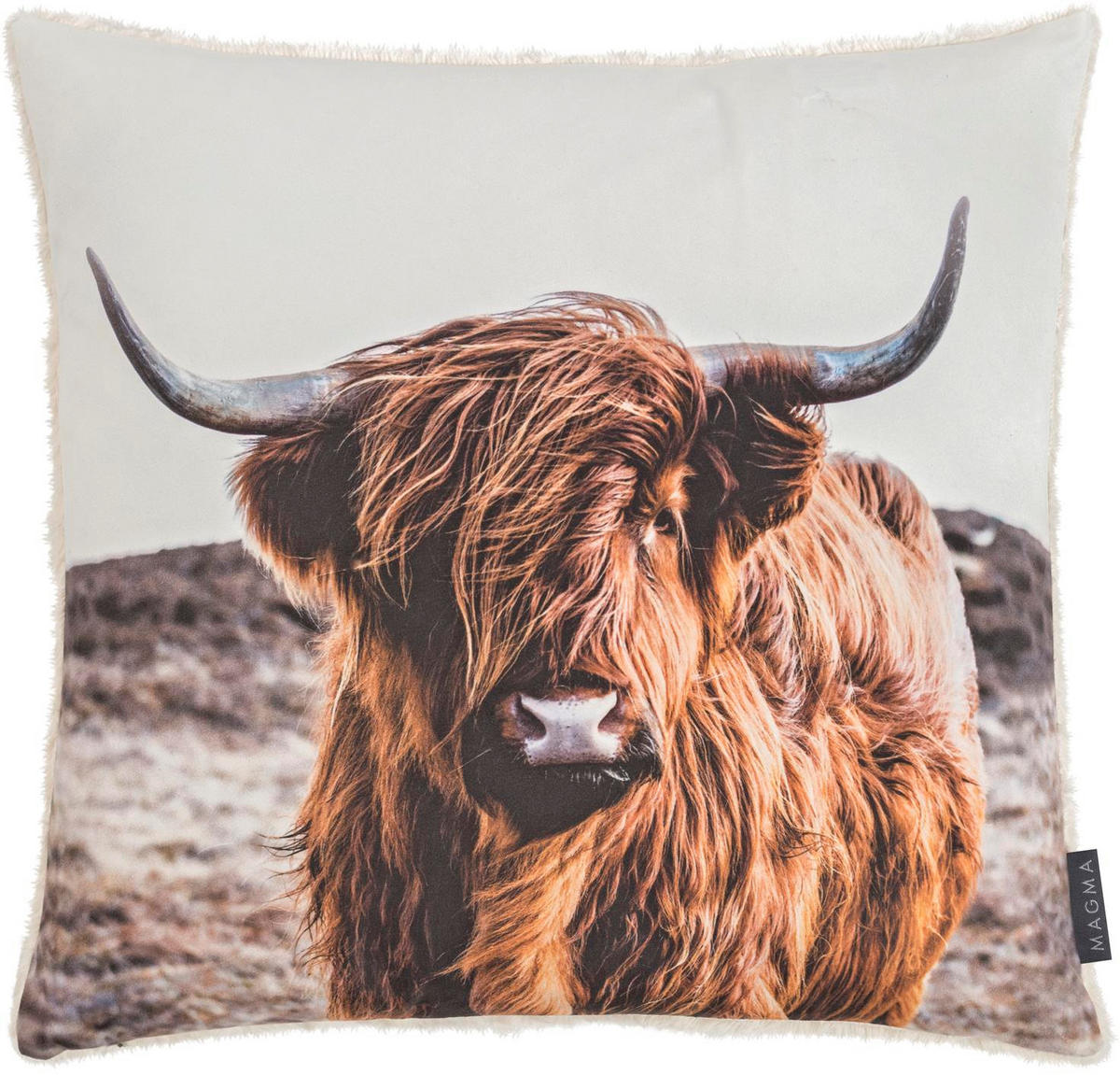 KISSENHÜLLE Into the Wild Yak - Braun/Weiß, Textil (45/45cm) - Magma Heimtexx