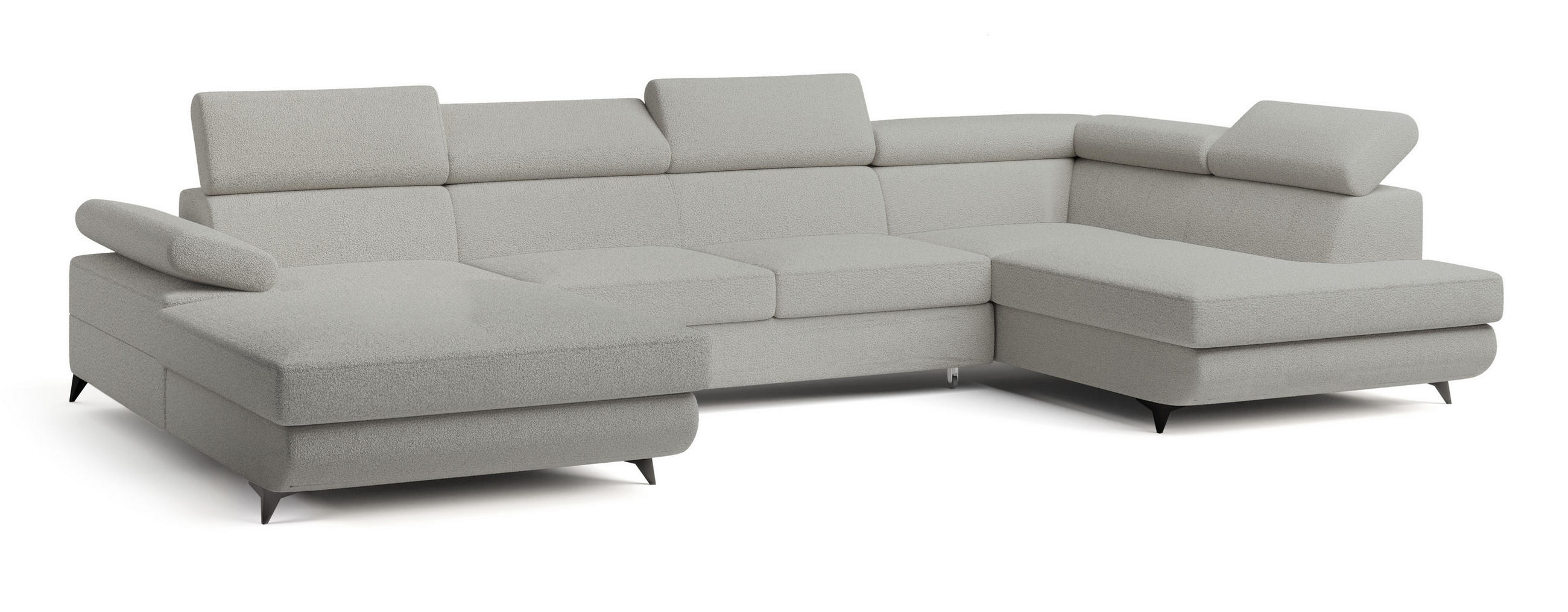 ROHOVÁ SEDAČKA RUBANO světle šedá - černá/světle šedá, kov/dřevo (339/190cm) - MASSENO