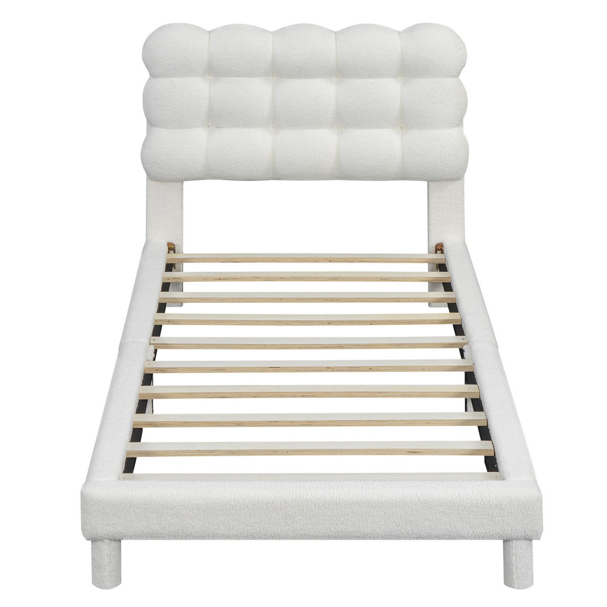 POLSTERBETT 90/200 cm mit verstellbarem Kopfteil in Weiß - Weiß, Textil (90/200cm) - OKWISH