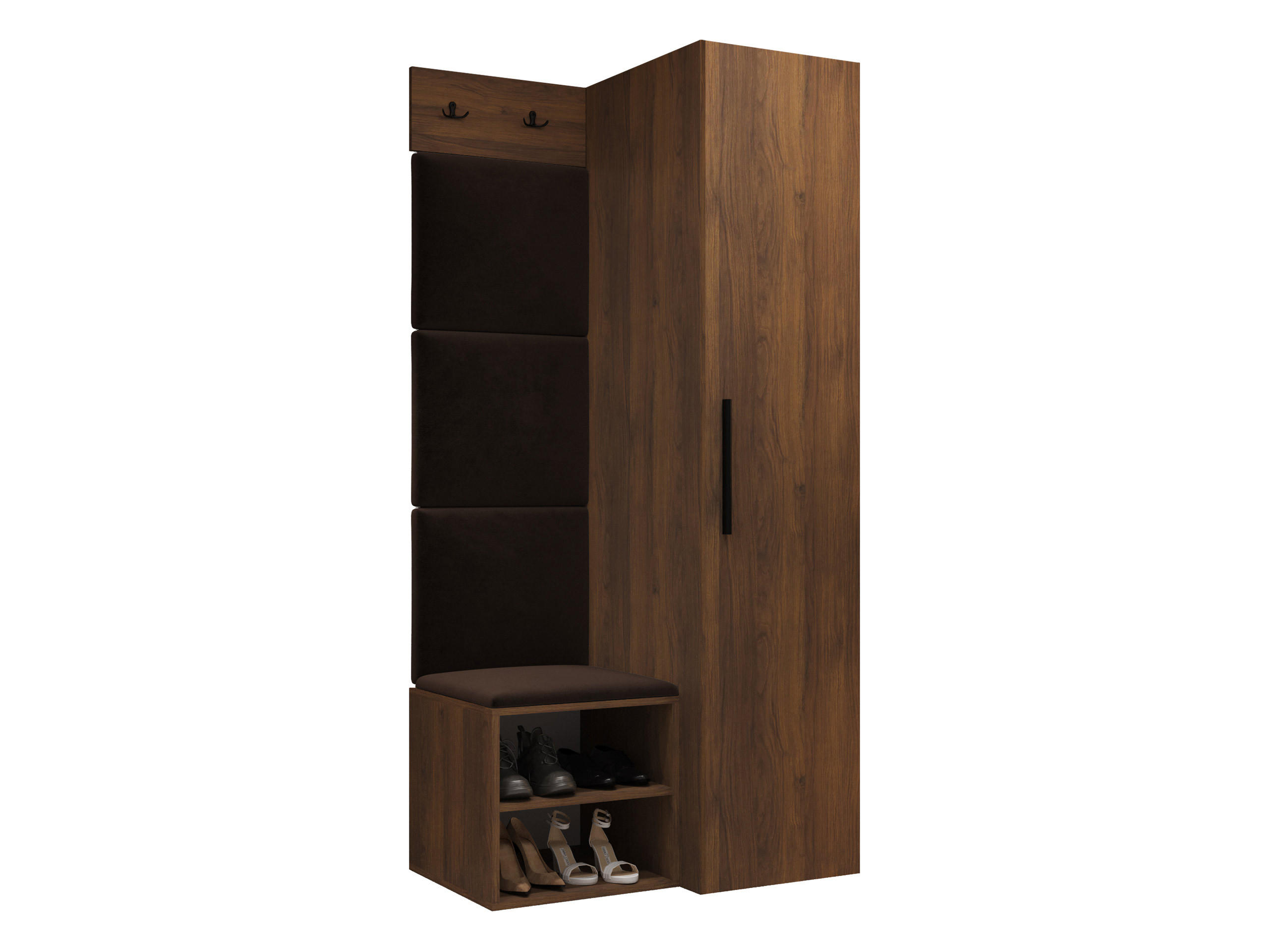 GARDEROBEN-SET Medi III - Nussbaumfarben/Schwarz, Holzwerkstoff/Kunststoff (40/191/50cm) - MIRJAN24