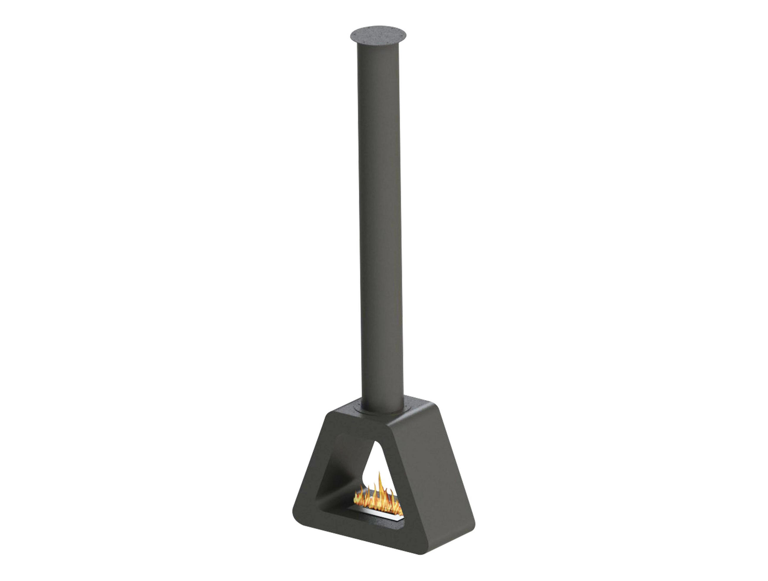BIOETHANOL-KAMIN Schwarz Deckenmodell mit Rohr inklusive 1.5 L Brennblock - Schwarz, Metall (60/40/190cm) - Purline