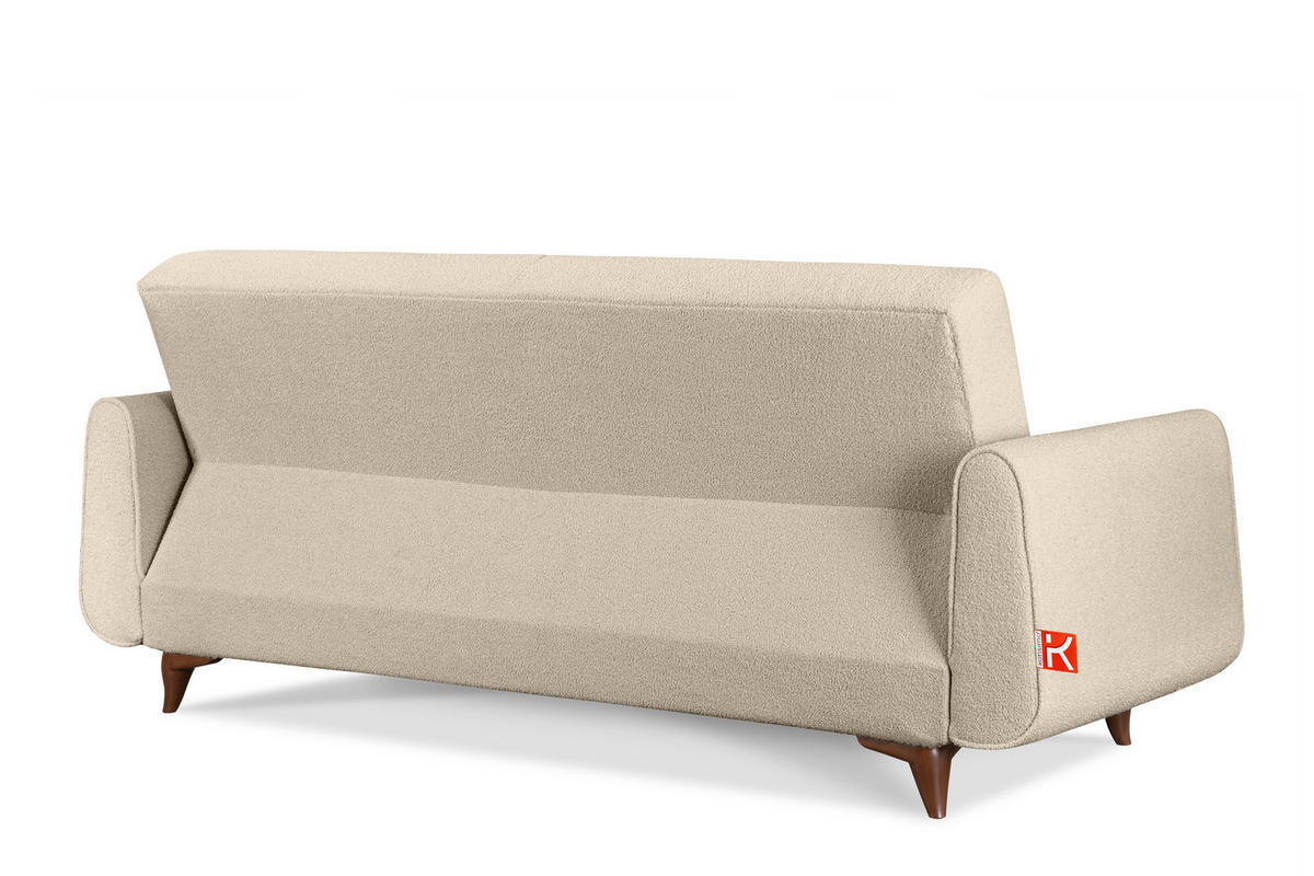 3-SITZER-SCHLAFSOFA GUSTAVO mit Armlehnen, creme - Creme/Braun, Holz/Holzwerkstoff (230/98/98cm) - KONSIMO®