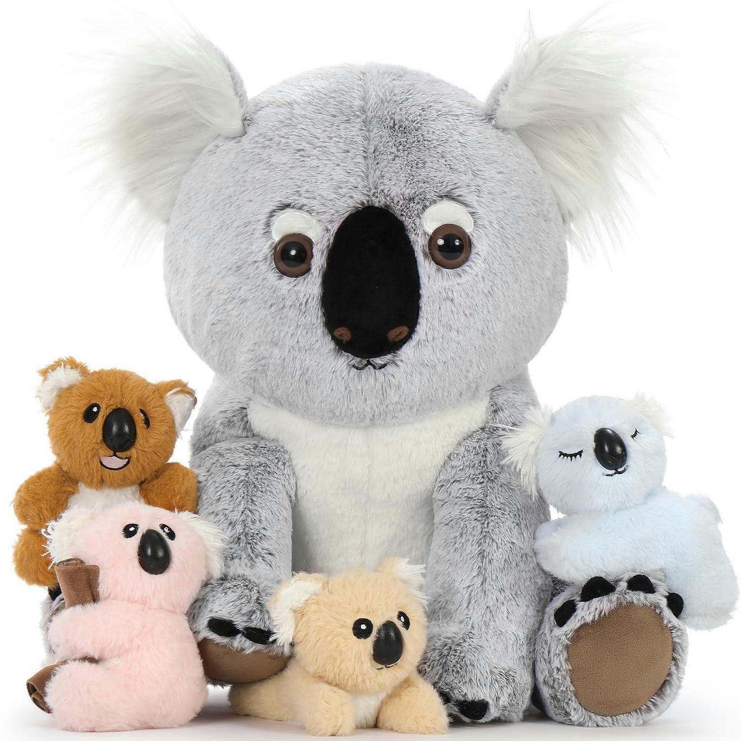PLÜSCHTIER Koala mit 4 Babys 45 cm Grau-weiß - Multicolor, Textil (43/45cm)