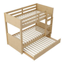 ETAGENBETT 90/200 cm DE-32580 3-in-1 mit Ausziehbett und Geländer Holz - Naturfarben, Holz (90/200cm) - ComfortXL