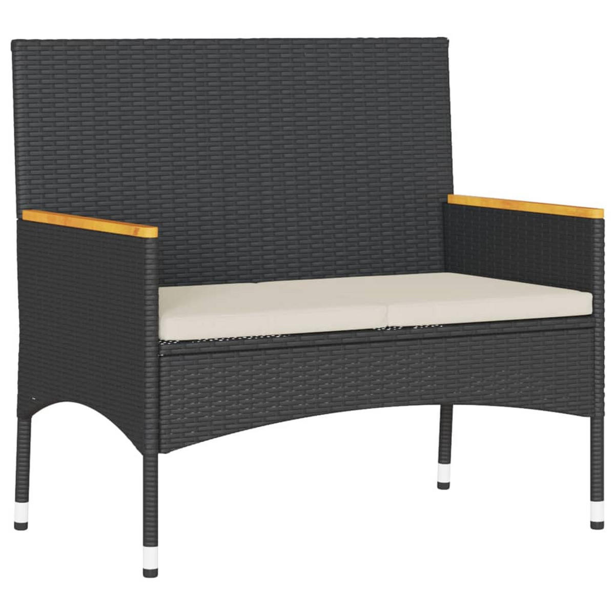 GARTENBANK 2-Sitzer mit Kissen und Tisch Schwarz Poly - Schwarz, Kunststoff (90/85/90cm)