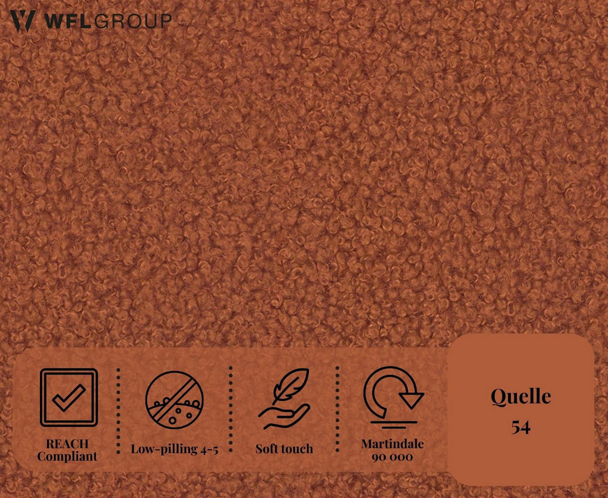 ECKSOFA Hana Loft 3-Sitzer Ecke Links, Boucle, Terra 241/80/168 cm - Terracotta/Schwarz, Textil/Metall (241/168cm) - WFL GROUP