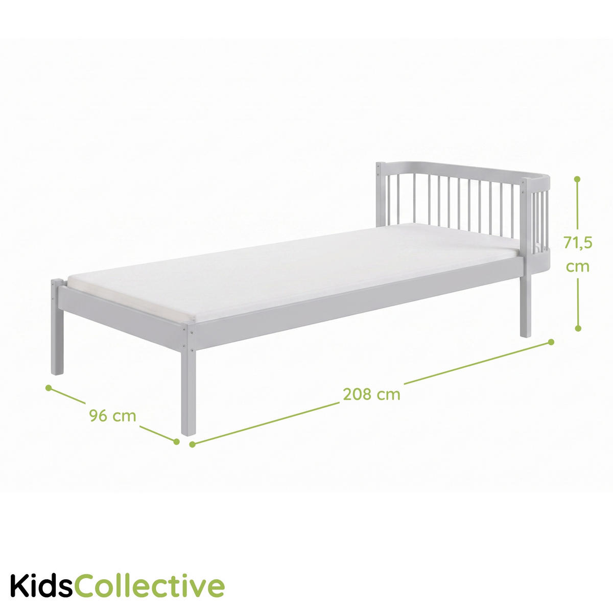 KINDERBETT 90x200 cm in Aschgrau - Grau, Holz (90/200cm) - Kids Collective
