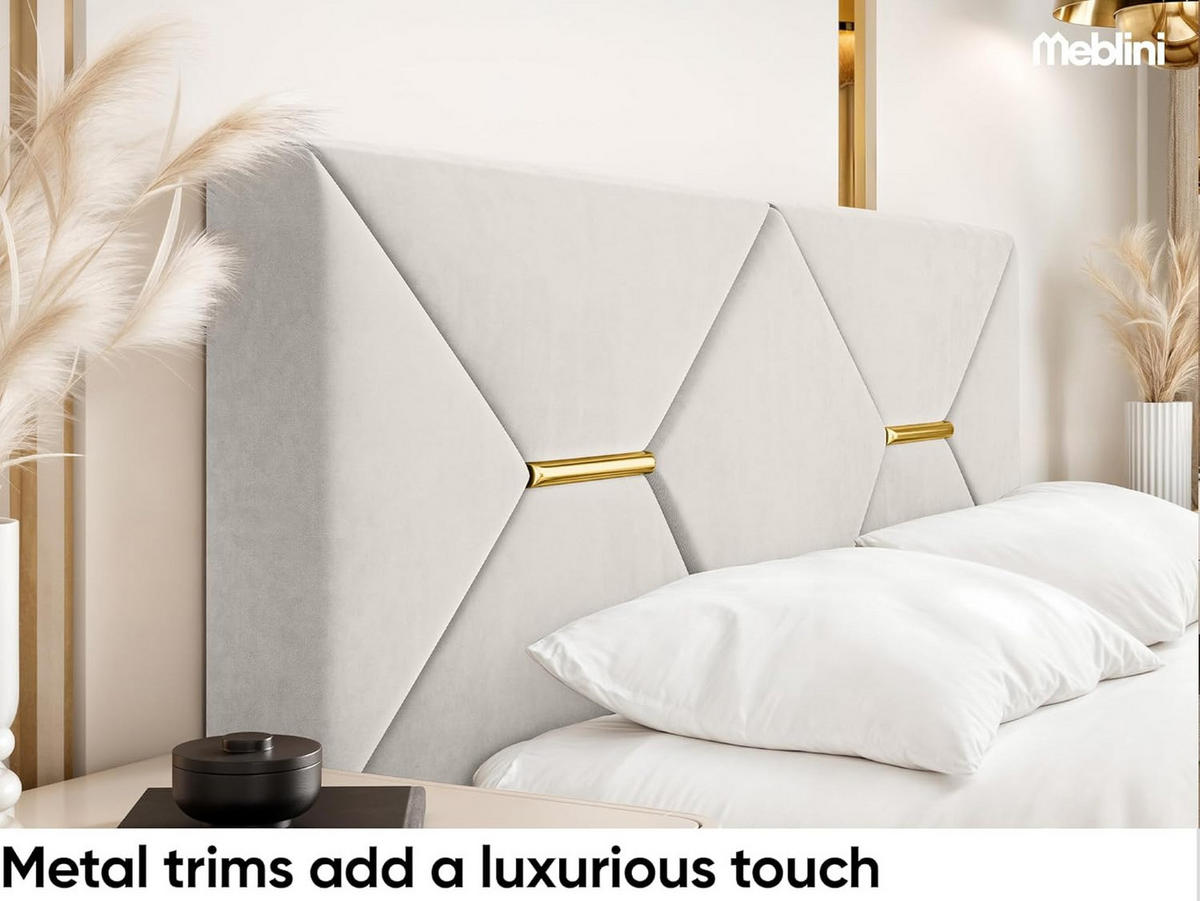 BETT LIZZY - Goldfarben/Creme, Holzwerkstoff (160/200cm) - Meblini