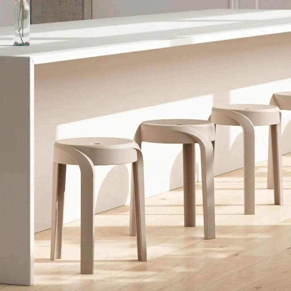 HOCKER POMPA beige - Beige, Kunststoff (36/45/35cm) - Légia Home