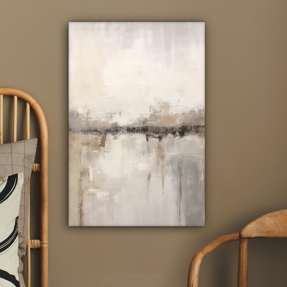 LEINWANDBILD Moderne Kunst - Abstrakt - Beige 60x90 cm - Beige, Textil (60/90cm) - MuchoWow