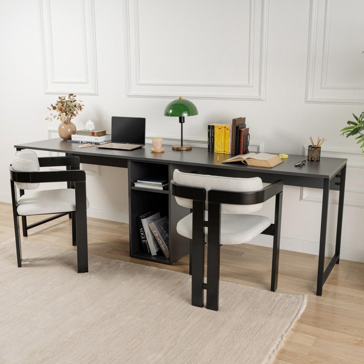 DOPPELSCHREIBTISCH - twin 240/60/74 cm - Anthrazit, Holzwerkstoff (240/60/74cm) - Calicosy