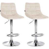 BARHOCKER 2er Set James Samt chrom creme - Chromfarben/Naturfarben, Textil/Metall (43/108.5/46.5cm) - TPFLiving