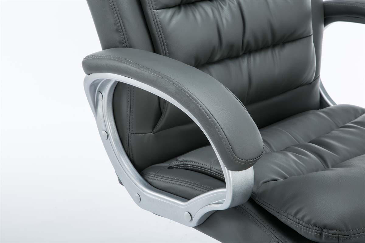BÜROSTUHL SOUK - 116x68x77, Grau | Kunstleder - Grau, Leder/Metall (68/116/77cm) - DELUKE