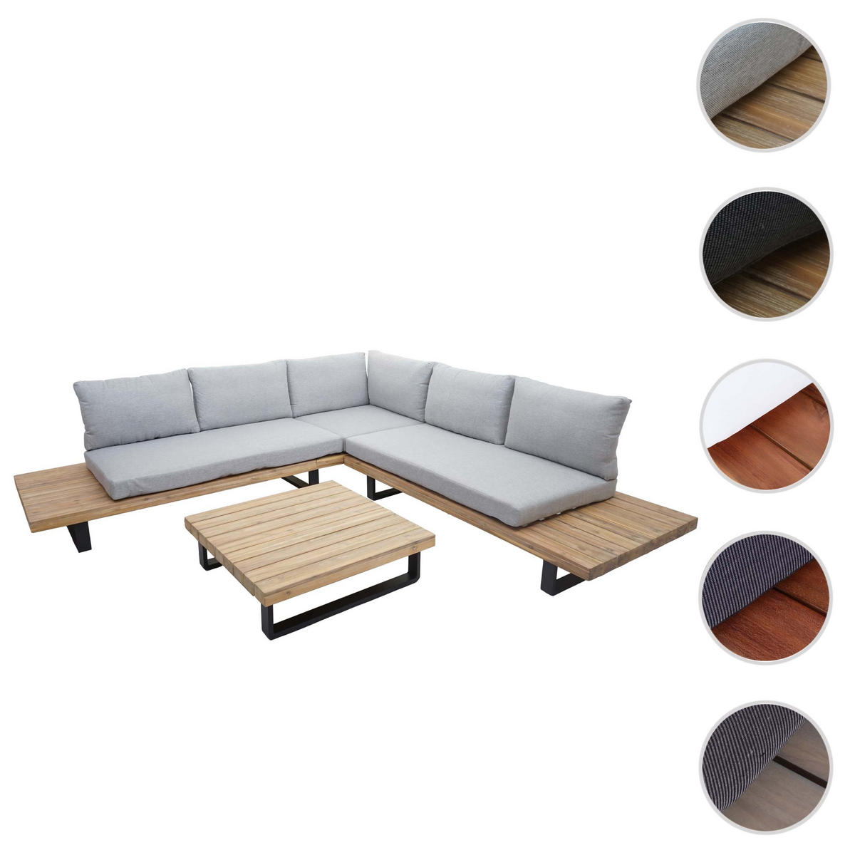 GARTEN-GARNITUR Schwarz, Braun, Hellgrau - Hellgrau/Schwarz, Holz - MCW