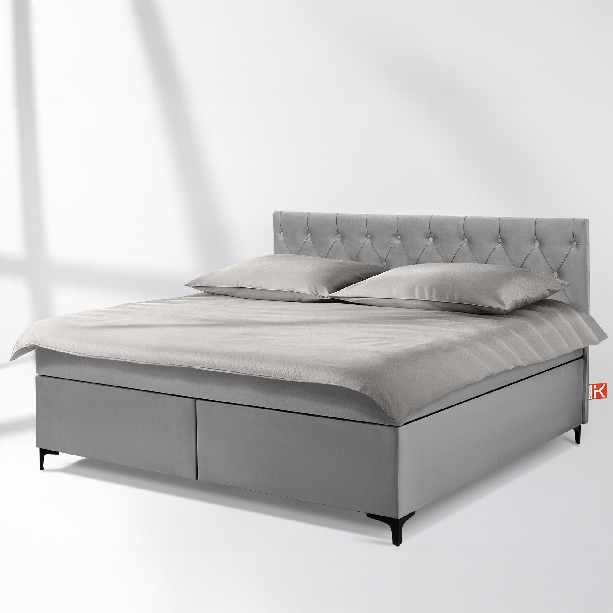 POLSTERBETT ARDEA, Hellgrau - Hellgrau/Schwarz, Holz/Holzwerkstoff (180/200cm) - KONSIMO®
