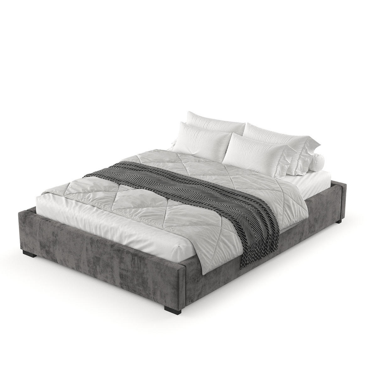 POLSTERBETT Maple Anthrazit 160/200 cm im Chenille-Stoff - Anthrazit/Schwarz, Holz/Holzwerkstoff (160/200cm) - Maison de Reve