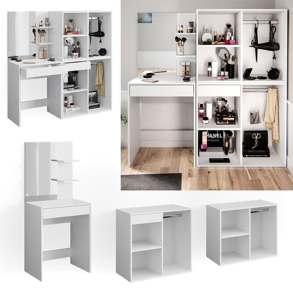 SCHMINKTISCH Isabelle Weiß 60 cm mit Schränken - Weiß, Holzwerkstoff (60/140/40cm) - Vicco
