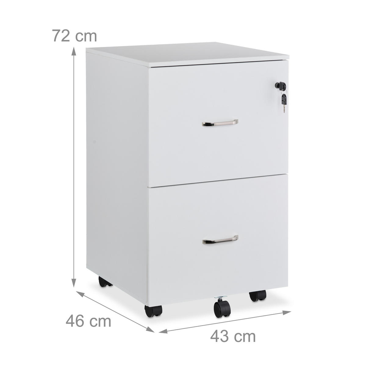ROLLCONTAINER - Silberfarben/Weiß, Holzwerkstoff/Kunststoff (43/72/46cm) - Relaxdays
