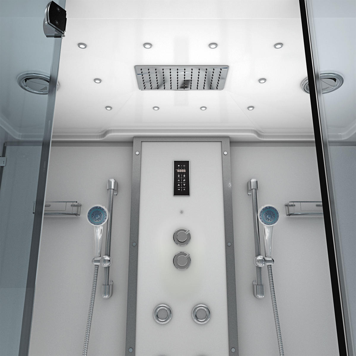 BADEWANNE Dusche K80-WS-EH-A-EC-SC-EA Duschtempel - Weiß, Glas/Kunststoff (100/180/228cm) - AcquaVapore by Sandra Jentho