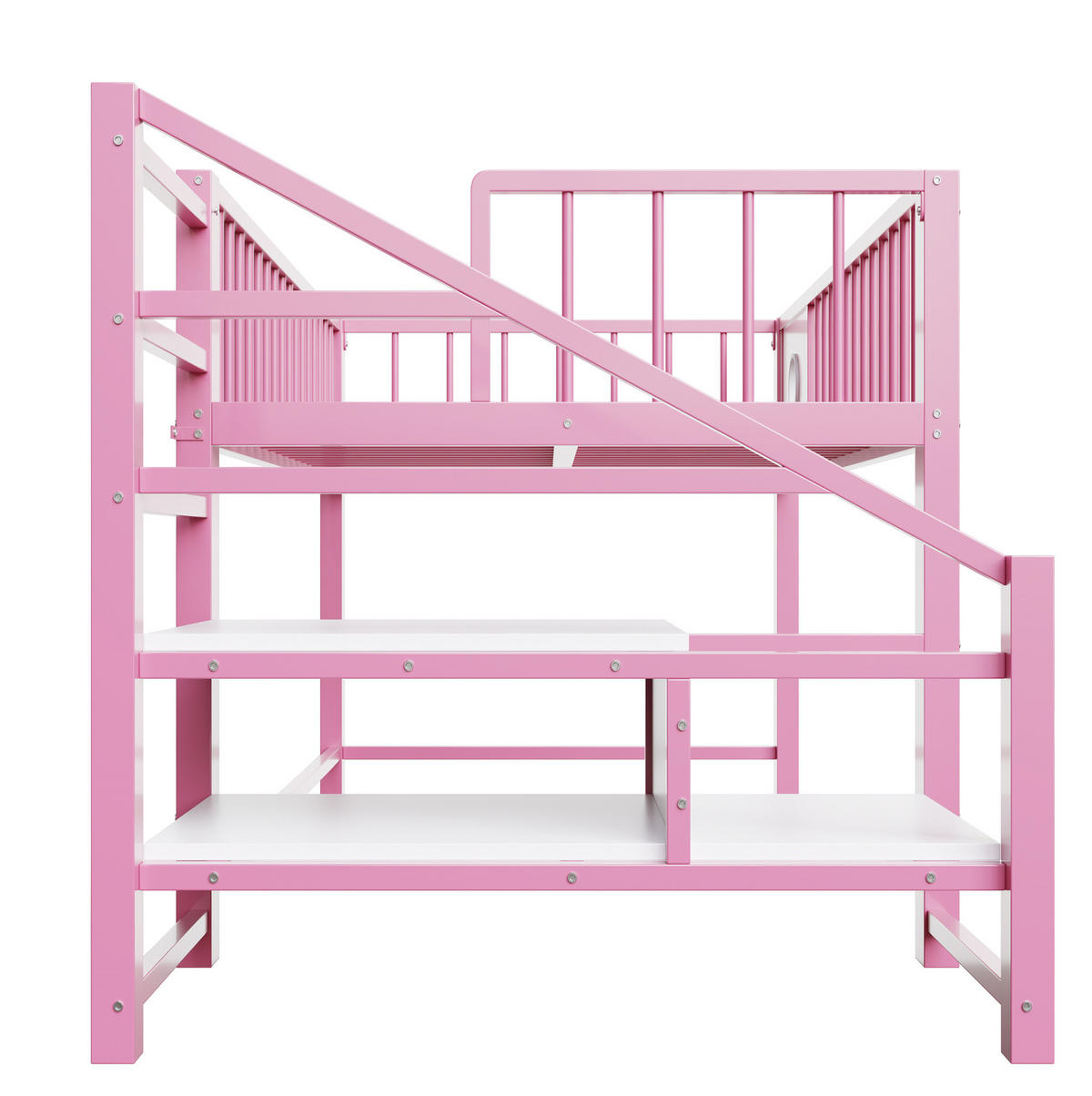 KINDERHBETT 90/200 cm mit Stauraumleiter und Metallgestell, Rosa - Rosa, Metall (90/200cm) - Redom