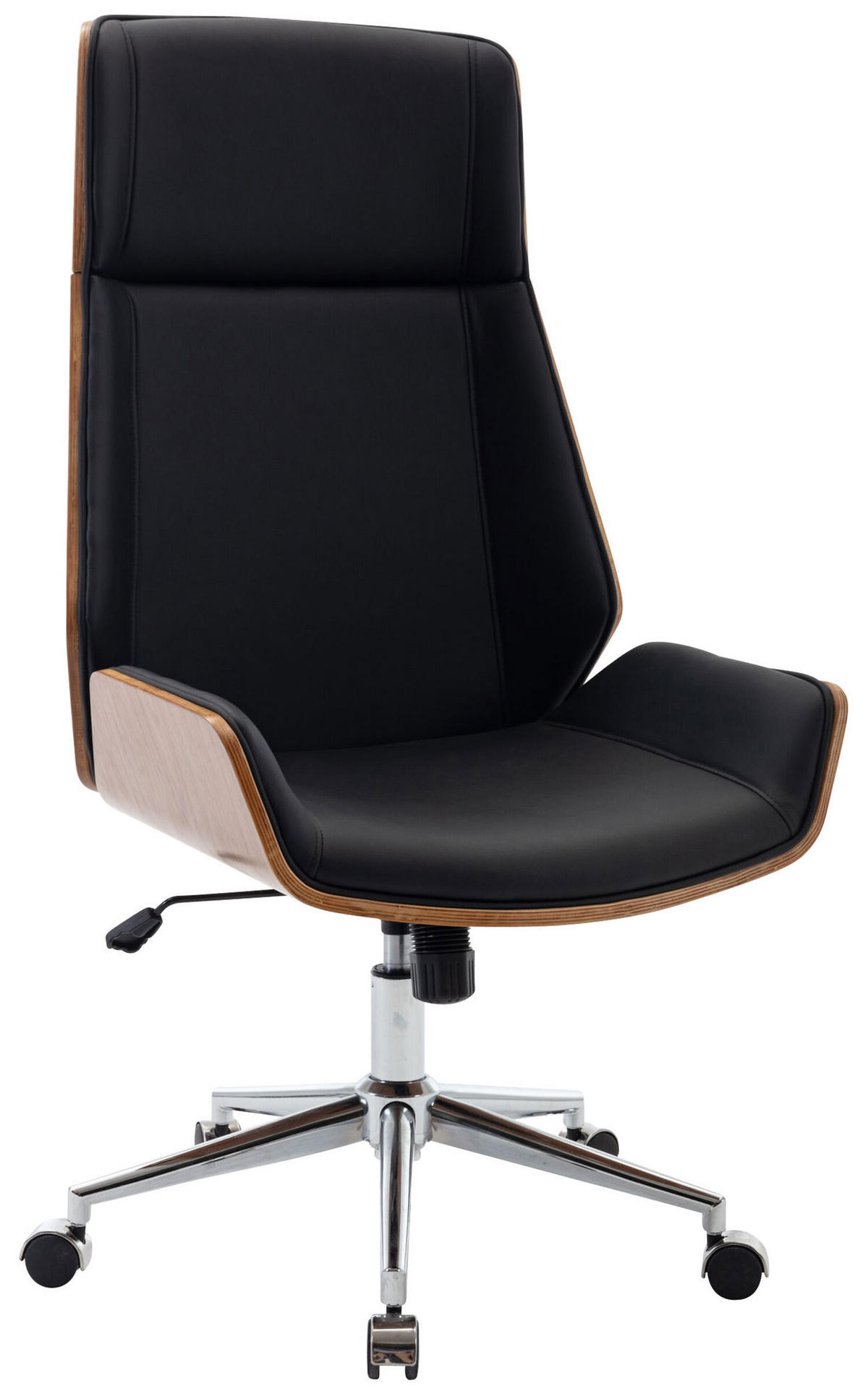 BÜROSTUHL Bredow, Kunstleder Walnuss/Schwarz - Schwarz, Textil/Metall (60/121/63cm) - TPFLiving