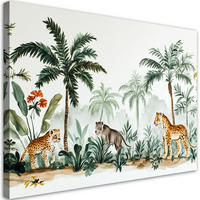 WANDBILD für kinderzimmer palmen afrikanische tiere - Grün, Textil (60/40cm) - Feeby