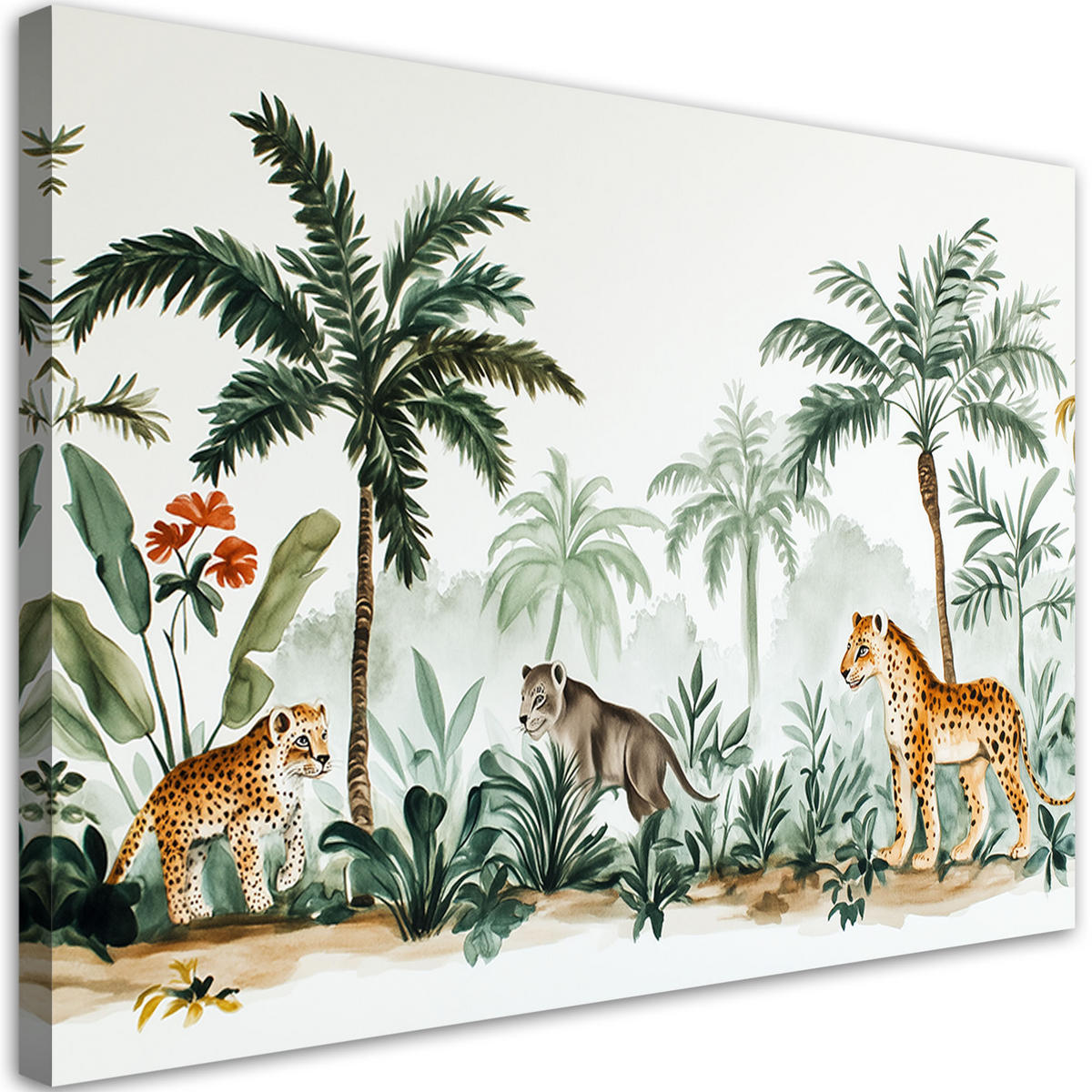 WANDBILD für kinderzimmer palmen afrikanische tiere - Grün, Textil (60/40cm) - Feeby