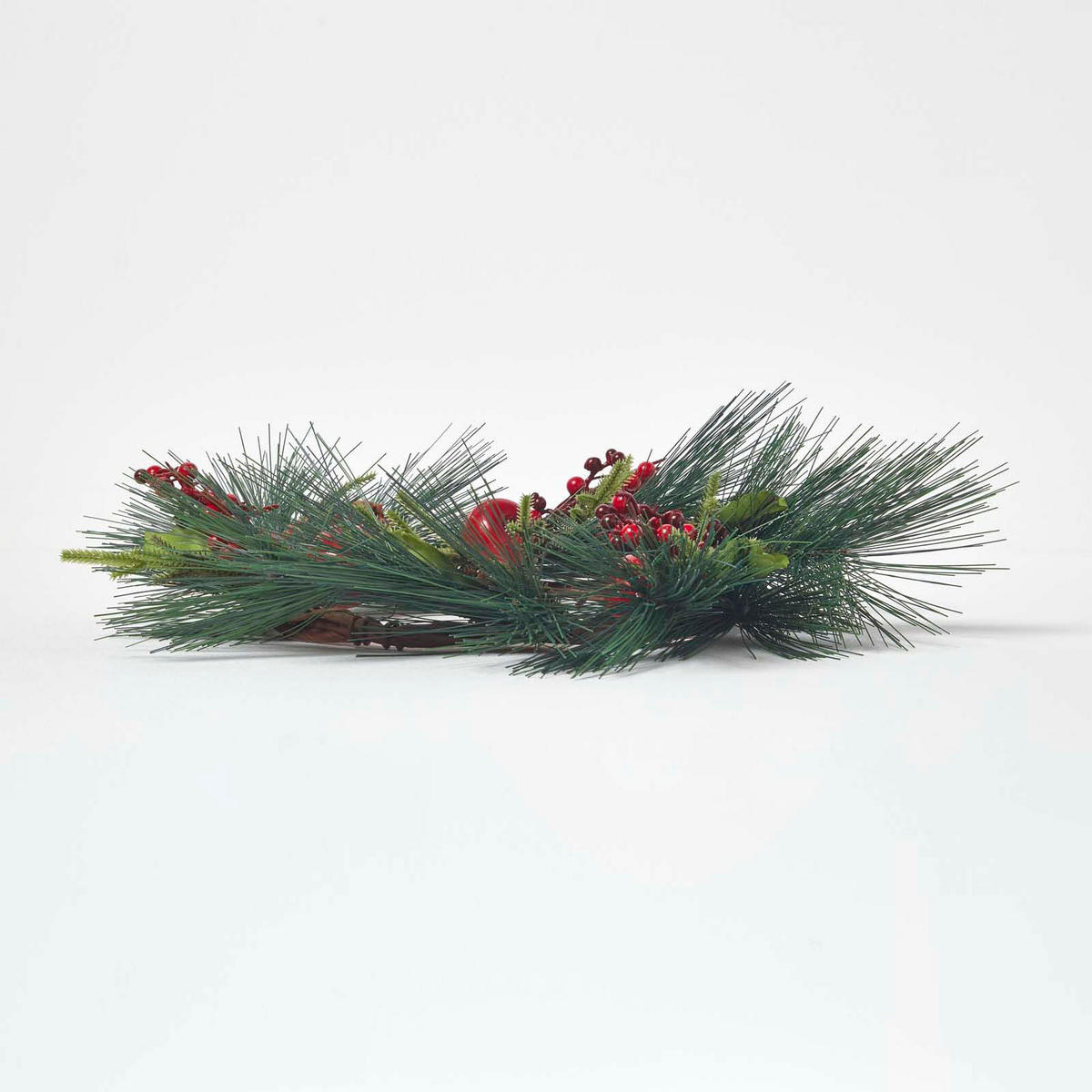 WEIHNACHTSKRANZ Äpfel & Zapfen, 50 cm - Grün, Kunststoff (15/50/50cm) - Homescapes