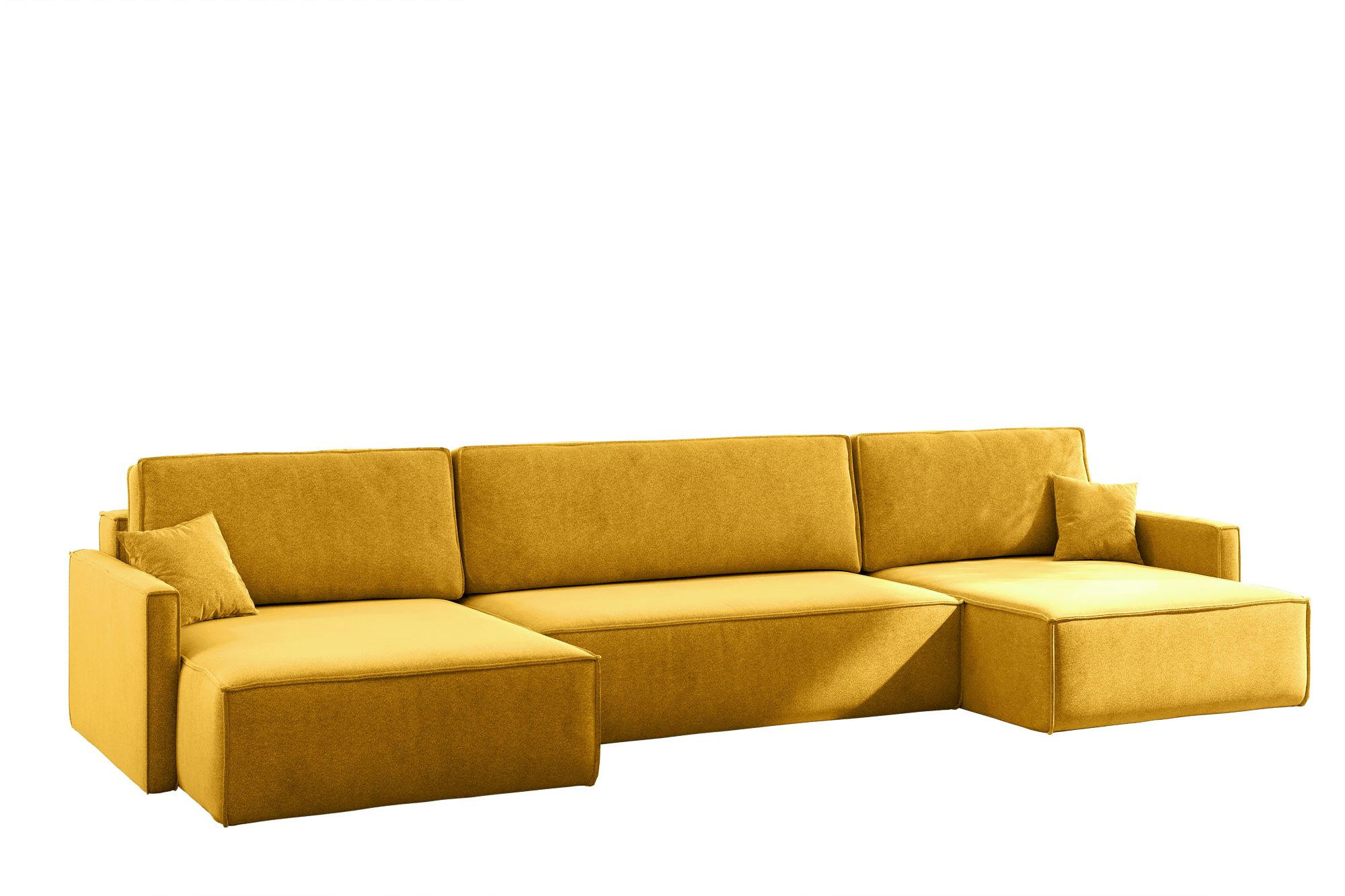 ECKSOFA Carlos U-Form Mit Schlaffunktion Und Bettkasten Stoff Salvador Gelb - Gelb, Holz (348/142cm) - Kaiser Möbel