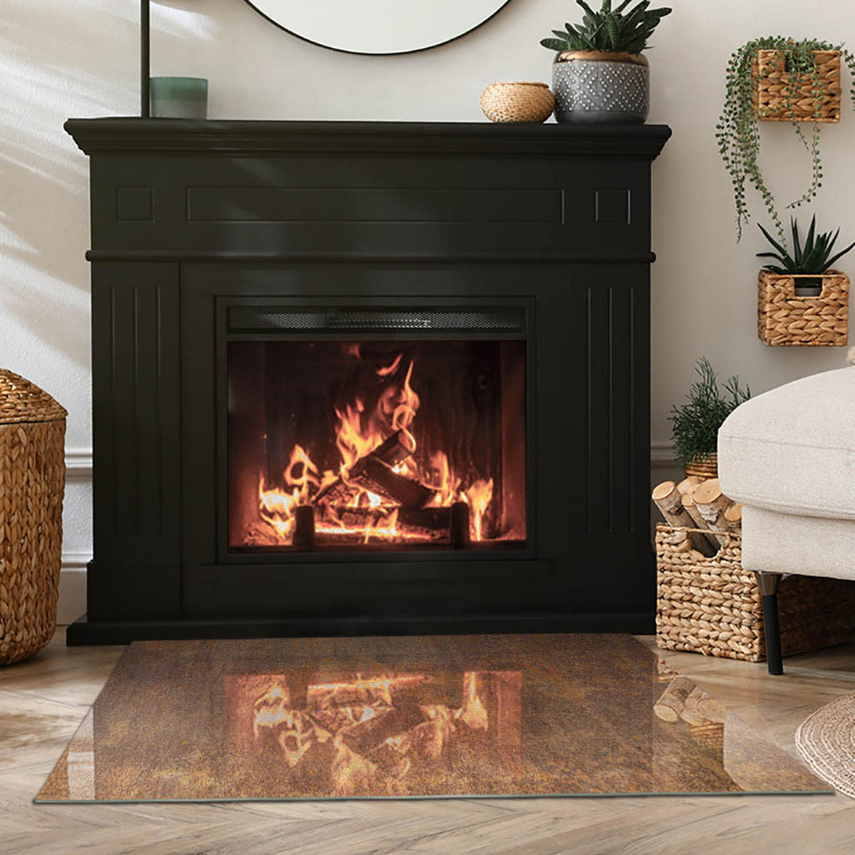 GLASPLATTE für Kamin 100x70 cm - Braun, Glas (100/70/0.4cm) - TULUP