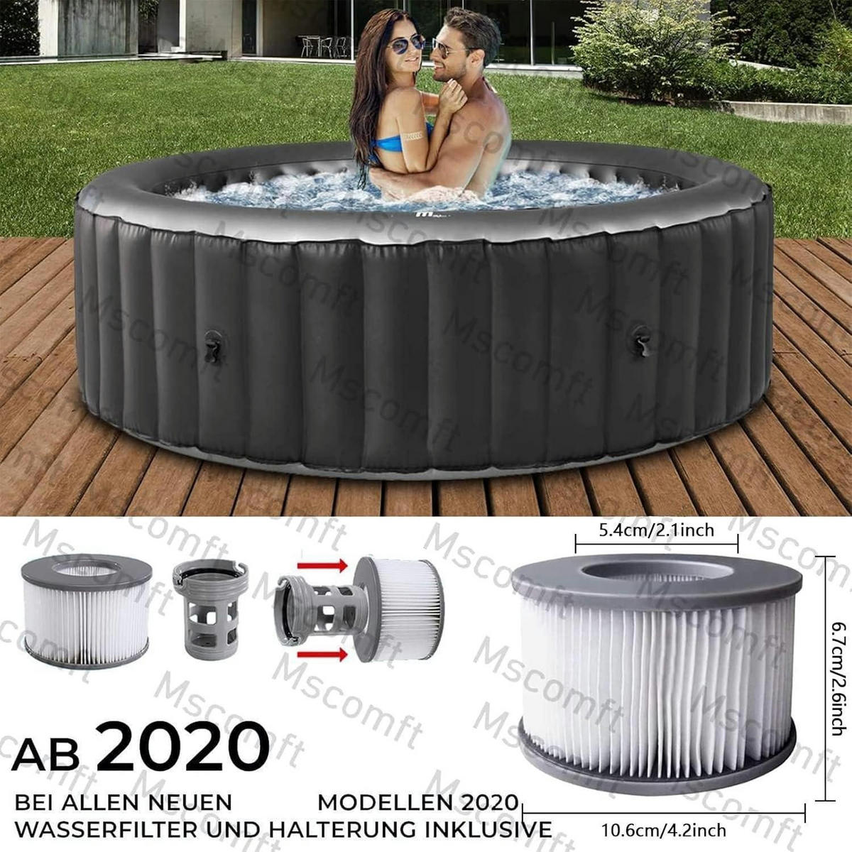 FILTERKARTUSCHEN 12er Set für aufblasbare Whirlpools Ø 11 cm x 8 cm - Multicolor, Kunststoff (11/8/11cm)
