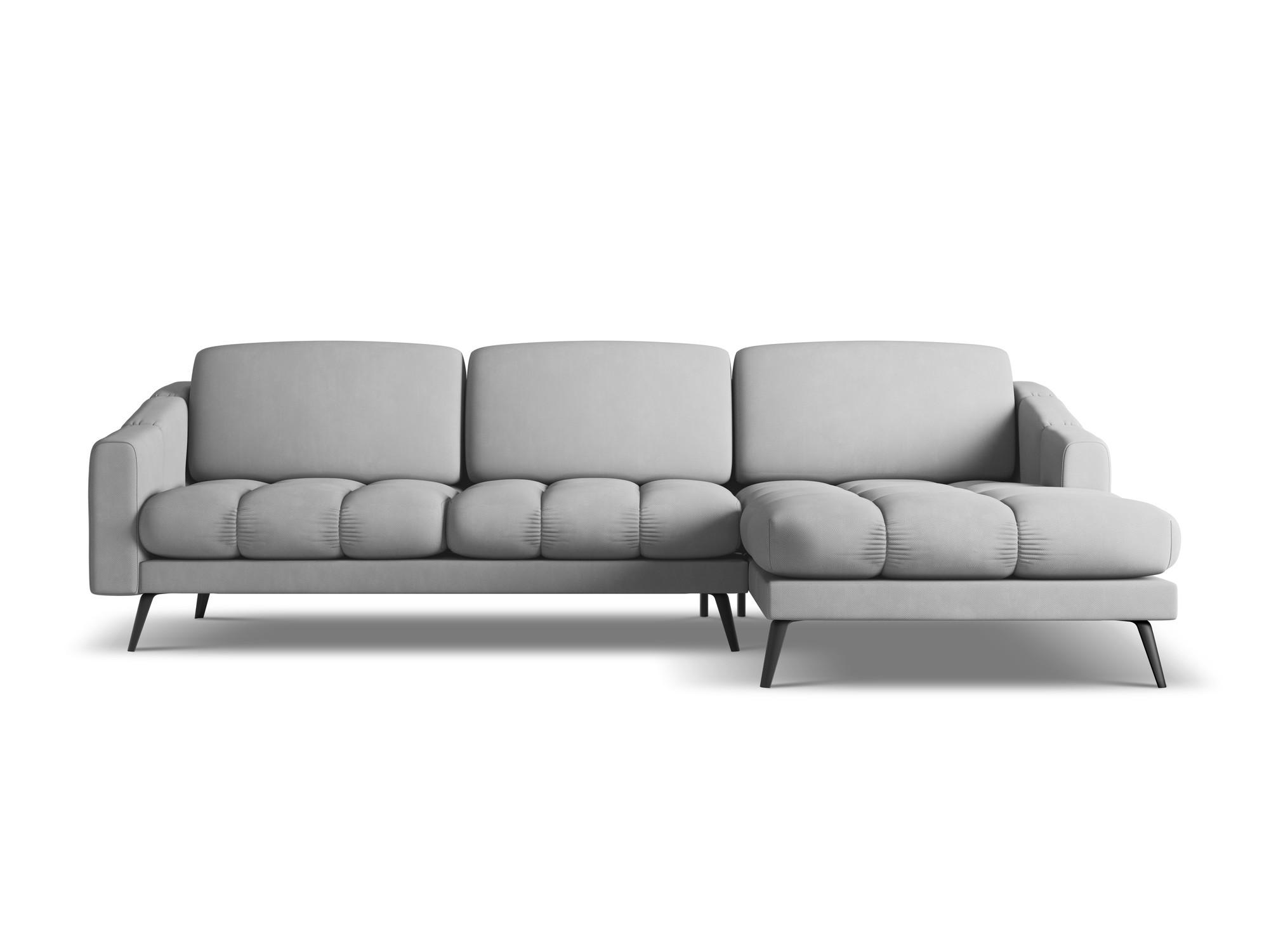 ECKSOFA Rechts Chenille Stoff Grau - Hellgrau/Schwarz, Textil/Metall (264/160cm) - Makamii