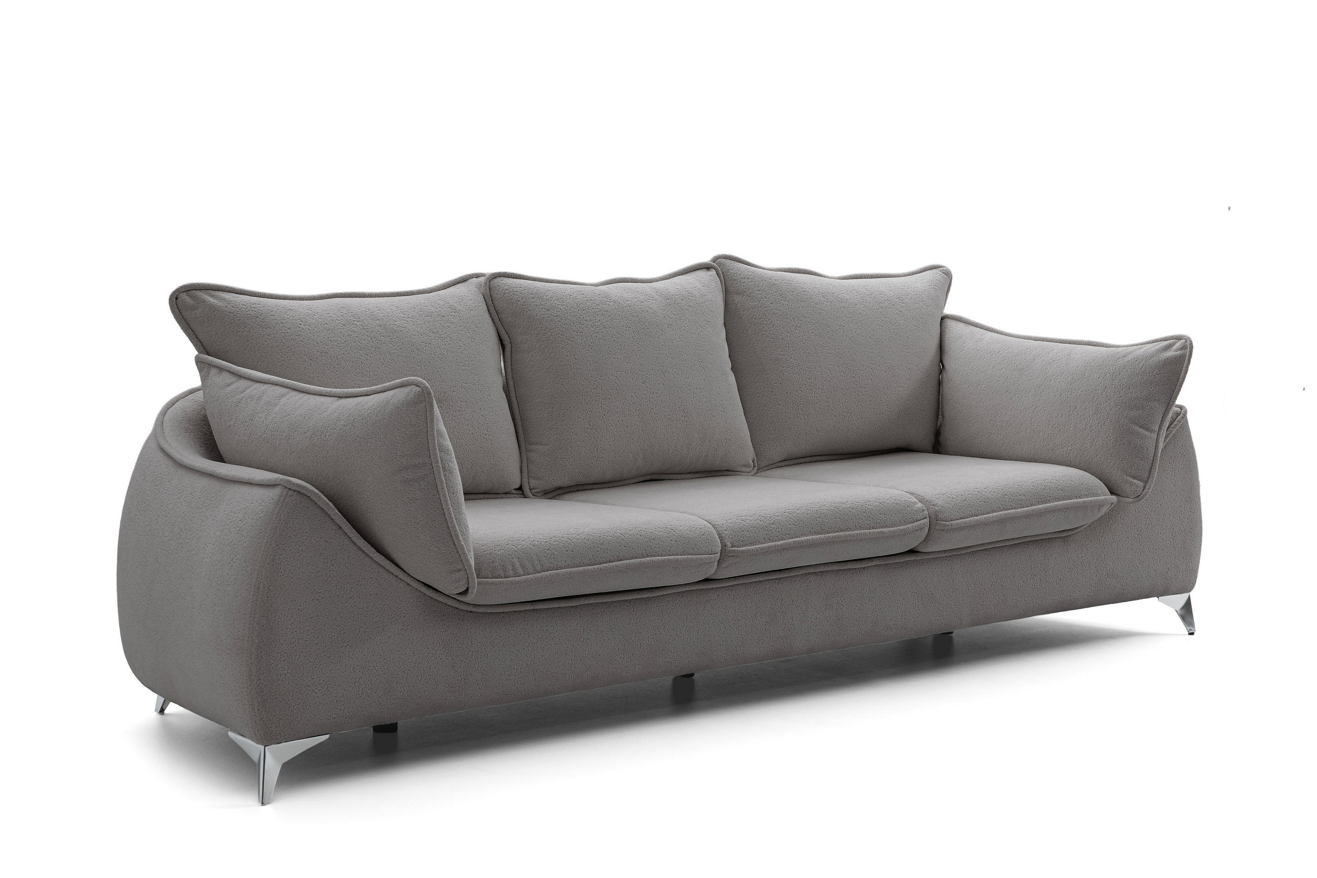 MUFFO 3-sitzer SOFA MELANI elegant Stillvoll Polstersofa 252 cm - Chromfarben/Grau, Holz/Textil (252/90/88cm) - Muffo