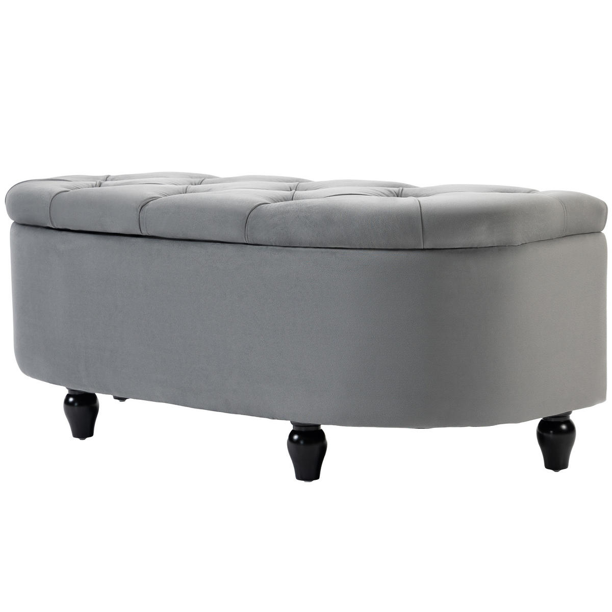 TRUHENBANK DE-07117 Samtoptik, Soft-Close Deckel Dunkelgrau - Dunkelgrau, Holz/Textil (46/42/120cm) - ComfortXL
