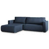 ECKSOFA TURIN Blau Geflochtener Stoff mit Schlaffunktion - Blau, Holz (265/183cm) - MASSENO