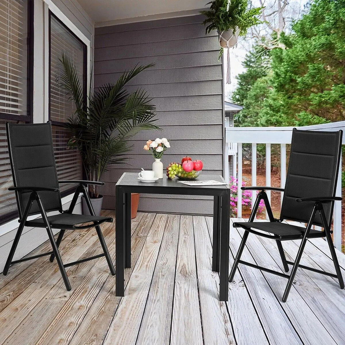 GARTENSTÜHLE, klappbar, 2er-Set - Schwarz, Metall (52/65cm) - CLTYQ