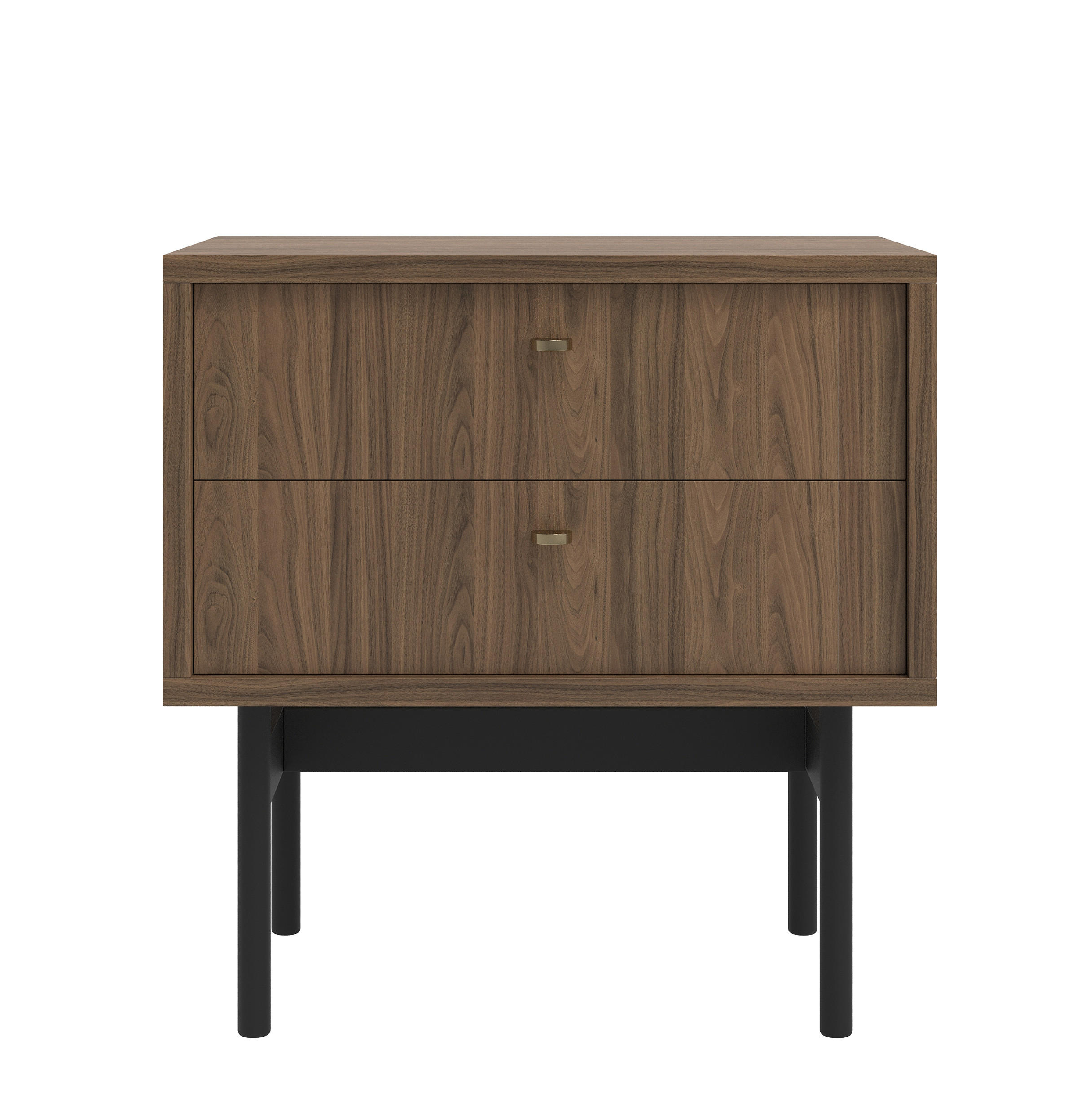 NACHTTISCH Olar Holzoptik Carini Nussbaum 55 cm - Goldfarben/Schwarz, Holzwerkstoff/Metall (55/57/38cm) - Selsey