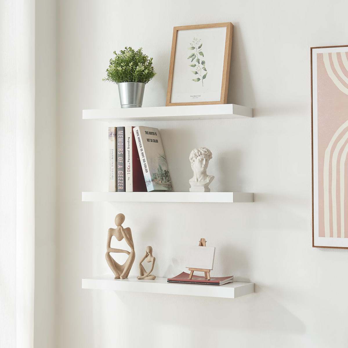 WANDREGAL-SET 3 TLG. Stranda - Weiß, Holzwerkstoff/Metall (20/4/60cm) - [en.casa]